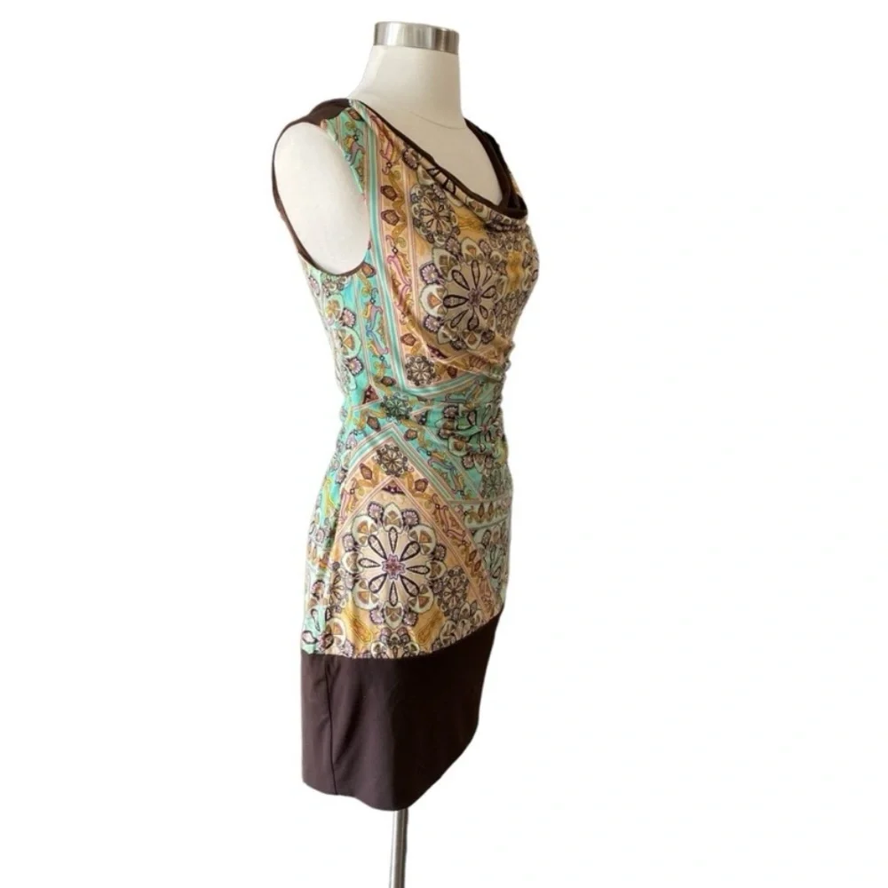 Ruched Mini Body Con Dress Paisley Print Y2K Style - Picture 8 of 11